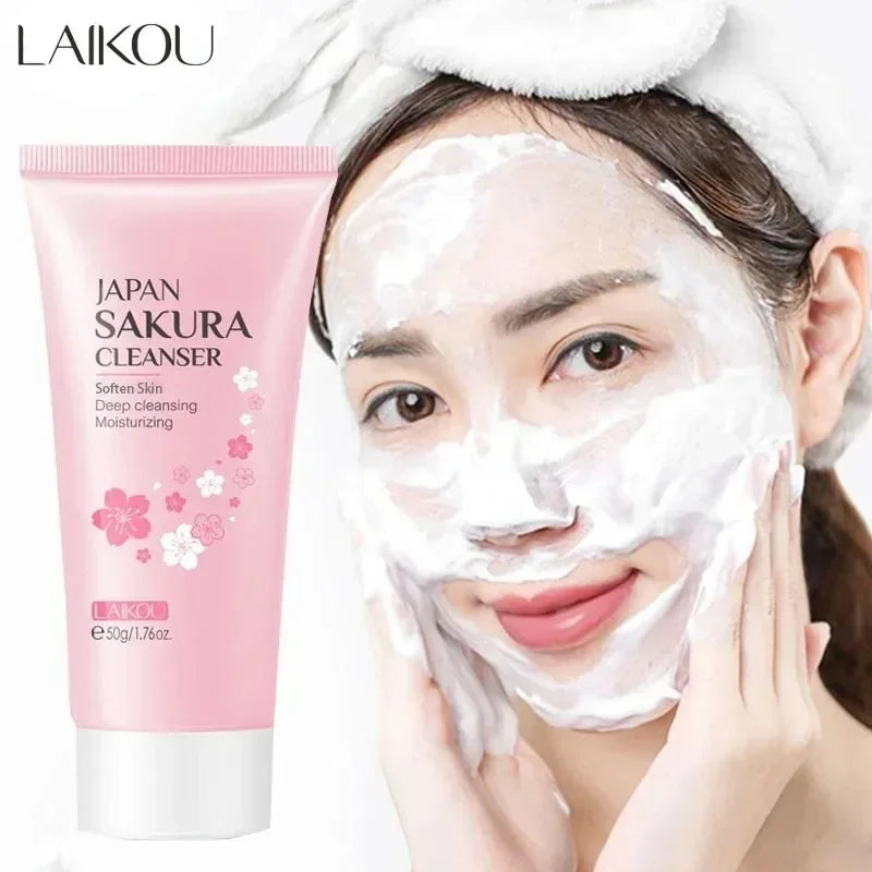 LAIKOU Sakura Foam Facial Cleanser – Deep Clean & Glow 50g Peaceful Pleasures Health and Wellness