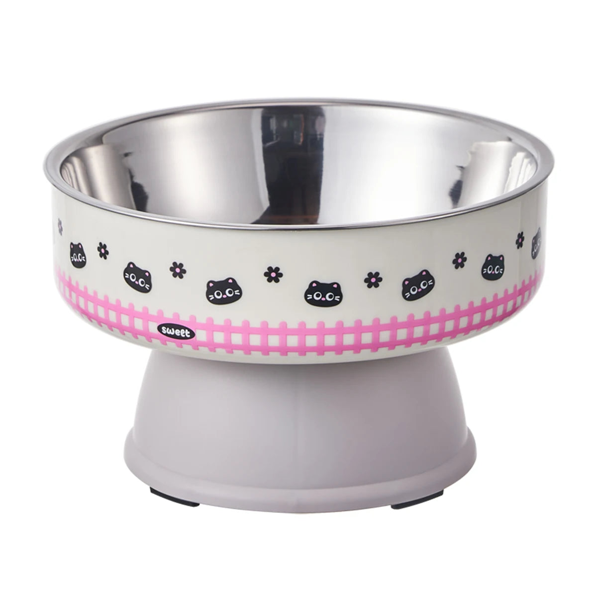 New Cat Bowls Pet Stainless Steel Bowls Cat High Foot Neck Protection Bowls Dog Large Capacity Feeding Device Dog Bowls Pet Bowl Peaceful Pleasures Health and Wellness PURPLE L