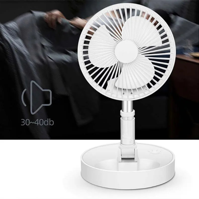 Outdoor Camping USB Charging Desk Fan Portable Rechargeable Fan 4 Speeds Silent Table Home Office Mini Fans Adjustment Height Peaceful Pleasures Health and Wellness