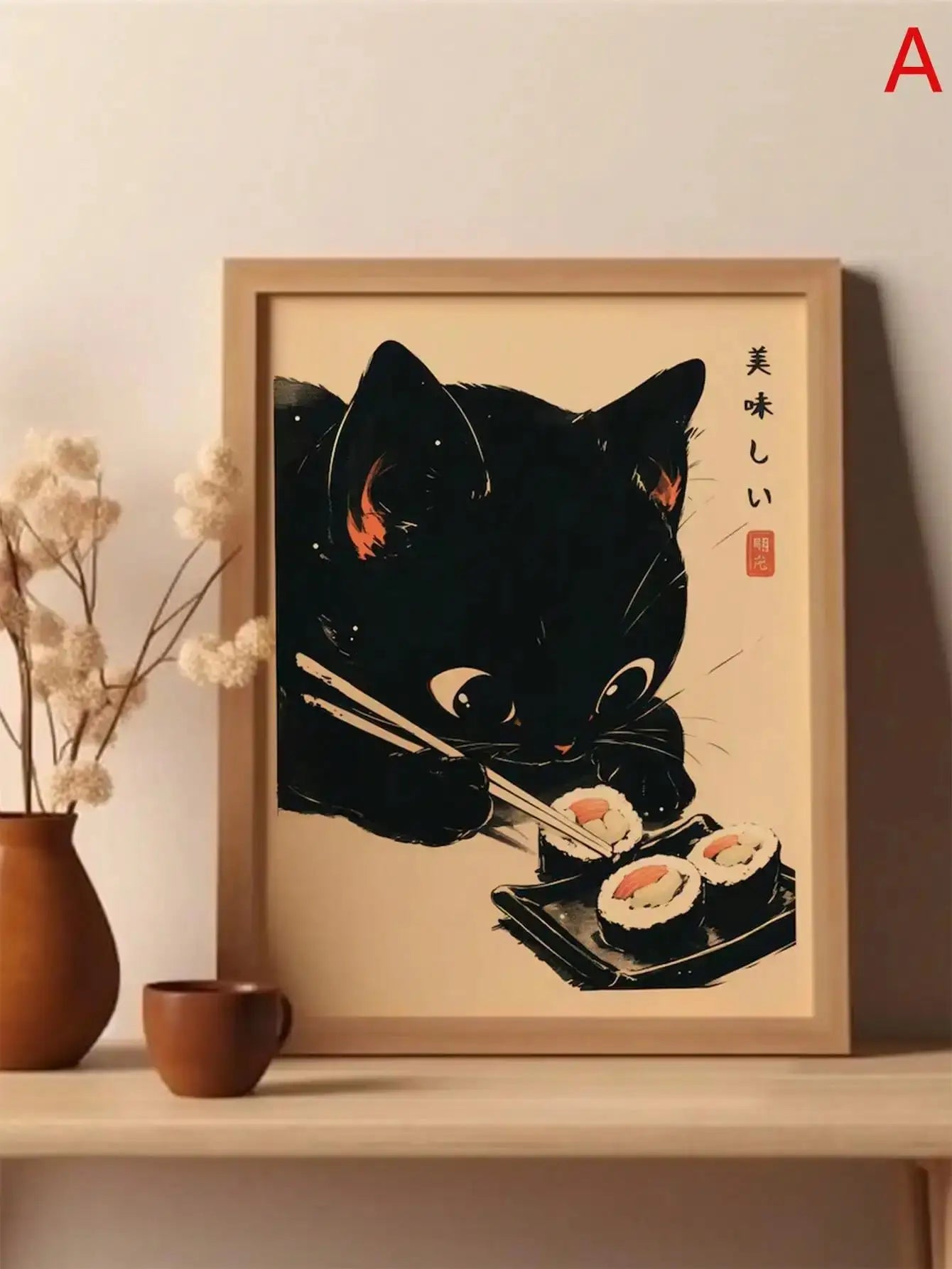 Funny Cat Ramen Sushi Canvas Poster | Japanese Wall Art Canvas Art Poster Peaceful Pleasures Health and Wellness