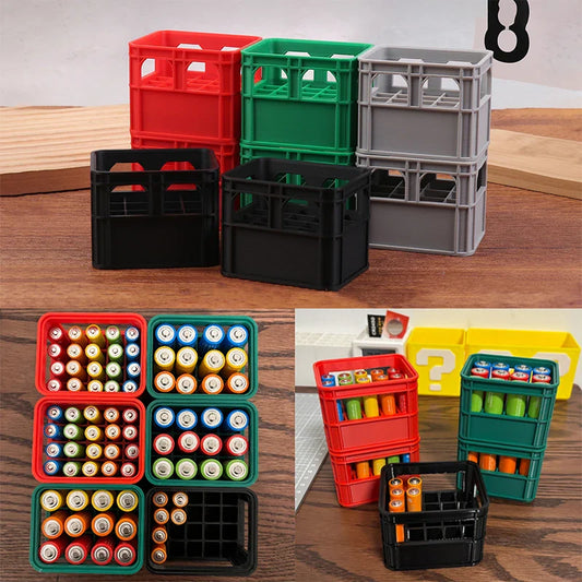 Stackable AA AAA Battery Storage Box | Beer Crate Organizer Battery Storage Box Oasis Select