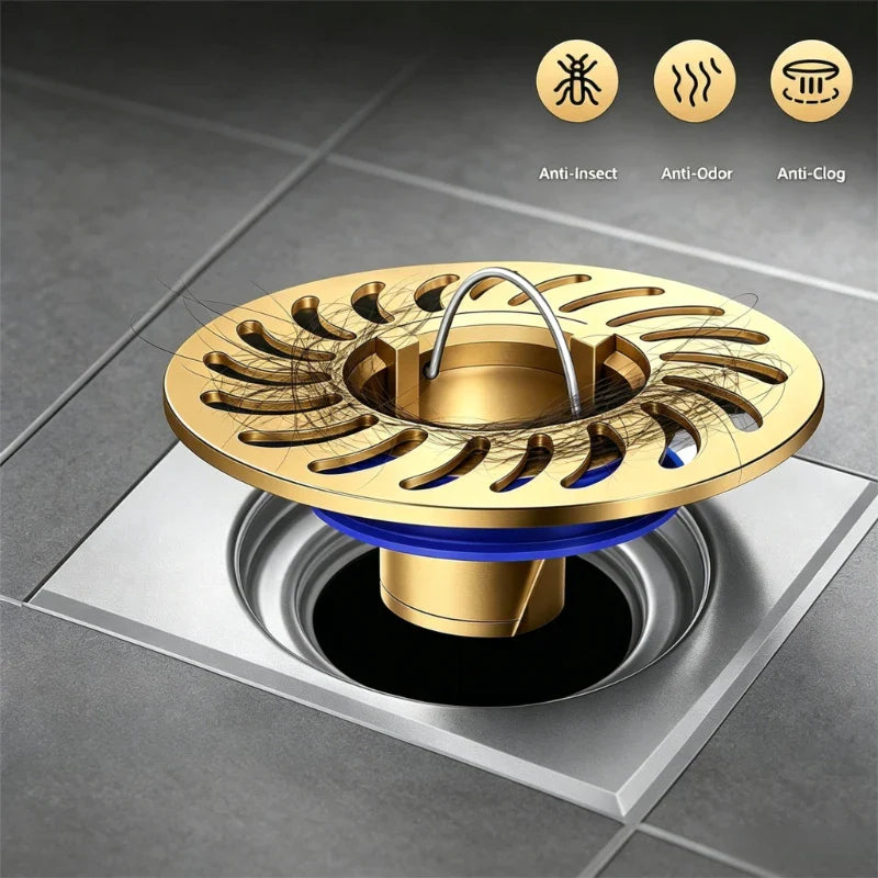 YTYIN All-Copper Floor Drain – Anti-Odor & Insect-Proof