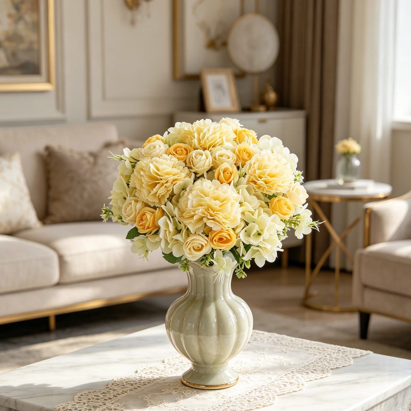 Silk Artificial Carnation Rose Bouquet | Wedding & Home Decor
