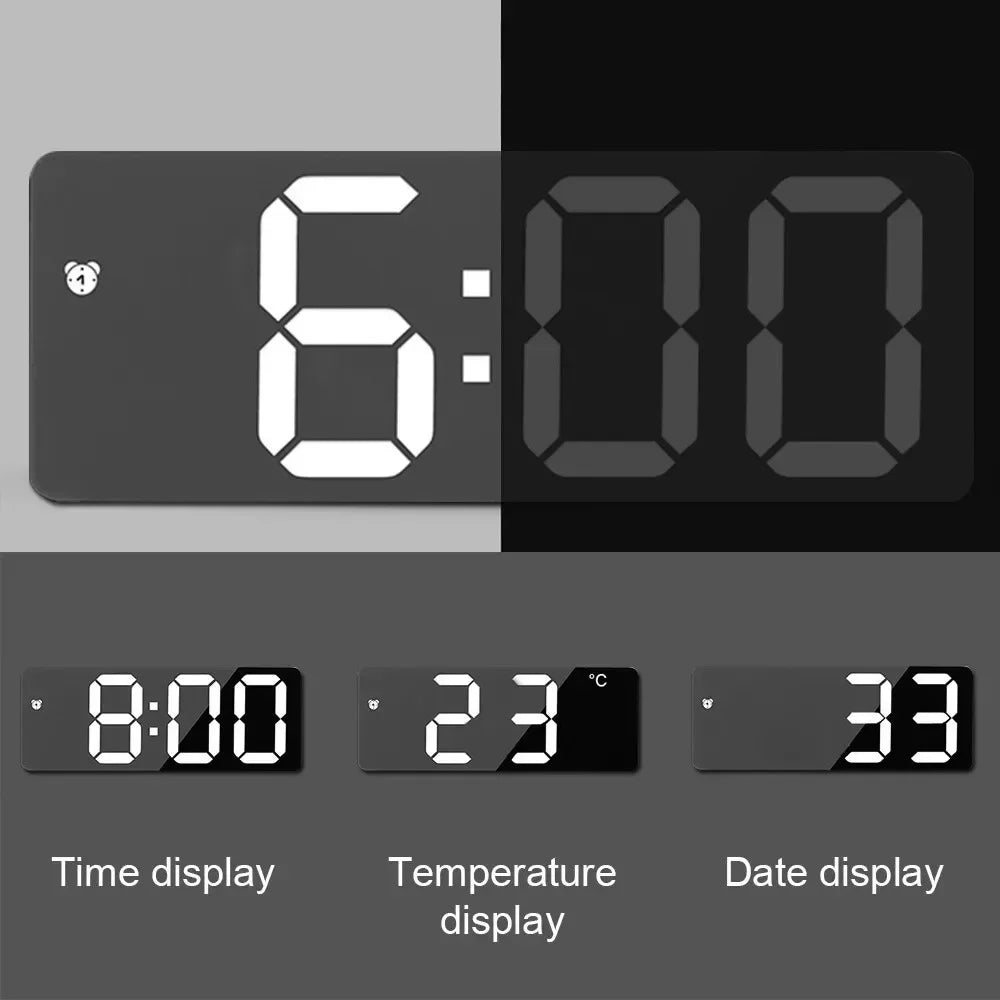 Led, Alarm, Clock, Digital, Children's, Electronic, Curved, Screen, Mirror, Temperature, Clock, Bedroom, Decoration, Electronics Peaceful Pleasures Health and Wellness