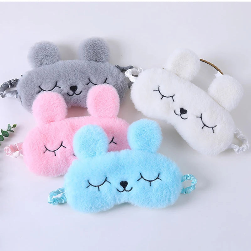 Cartoon Rabbit Plush Sleep Eye Mask – Light Blocking Travel