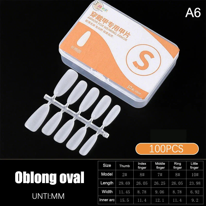 100pcs Clear Press-On Nail Tips – Full Cover Ultra-Thin False Nails