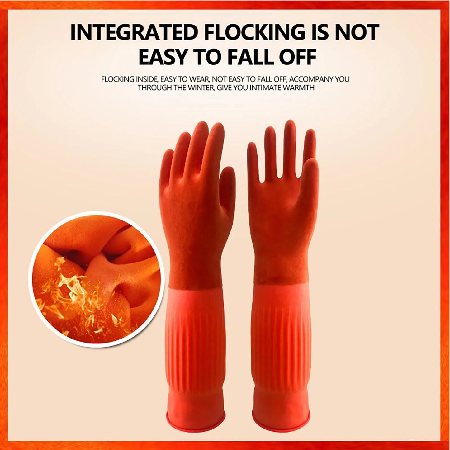 1pair Flexible Comfortable Rubber Clean Gloves Red Dish Washing Long Home Bathroom Cleaning Kitchen Accessories Peaceful Pleasures Health and Wellness