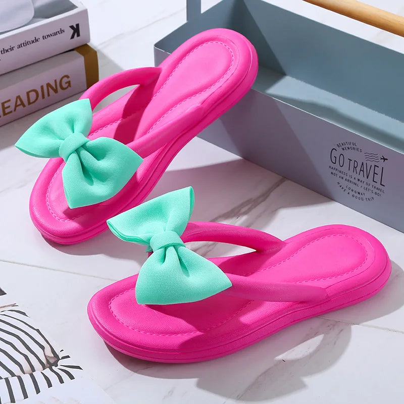 Women's Bowtie Cloud Slippers | Soft EVA Flat Sandals & Slides