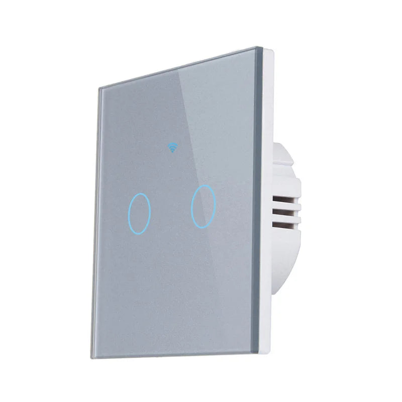 Matter Smart Wifi Wall Touch Switch No Neutral Wire Required Wireless Remote Control EU Switch For HomeKit Alexa Google Assistan Peaceful Pleasures Health and Wellness Gray 2 Gang