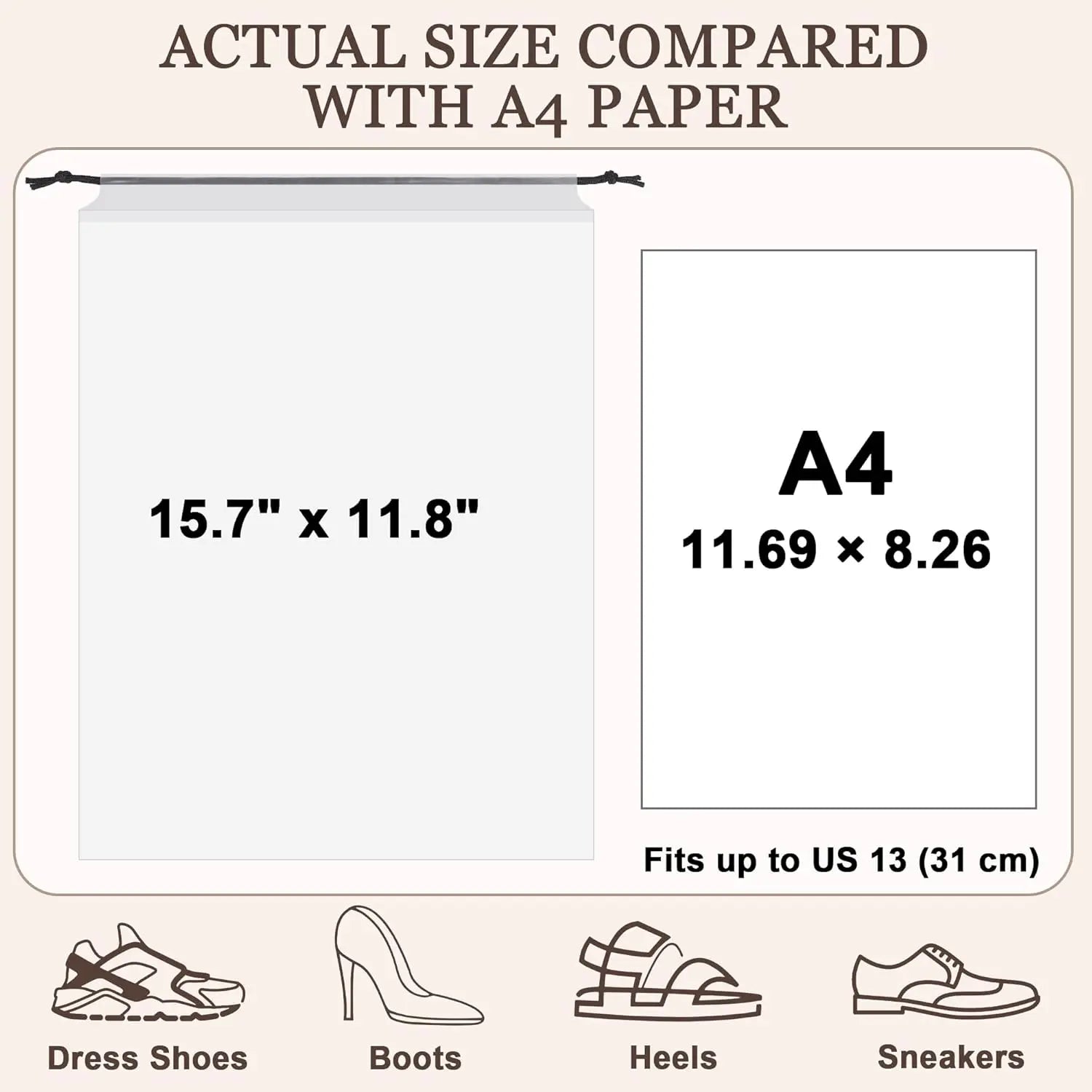 18-Pack Clear Travel Shoe Bags – Water-Resistant PEVA Drawstring Travel Accessories Peaceful Pleasures Health and Wellness