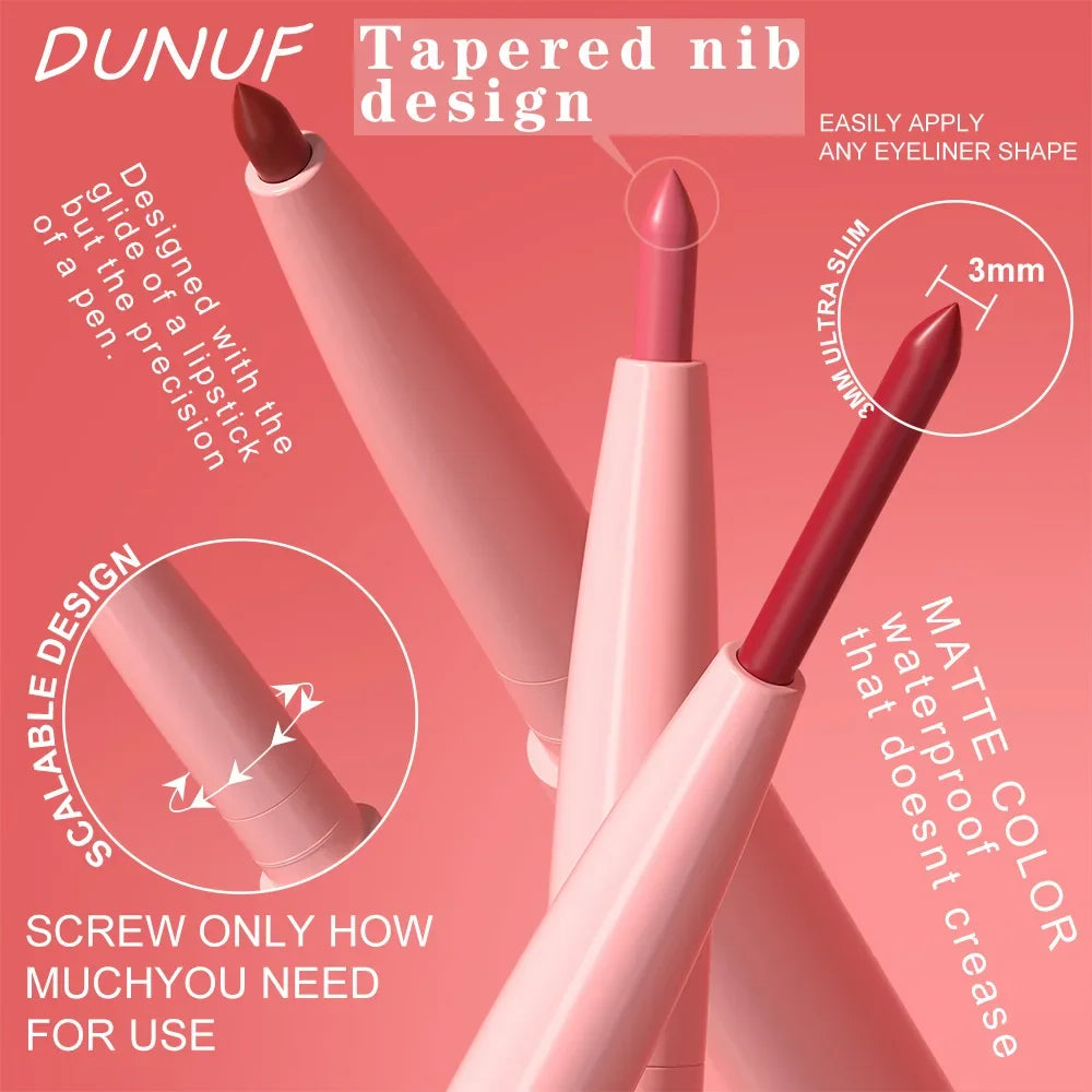 DUNUF Velvet Matte Lip Liner – 12 Nude & Brown Shades