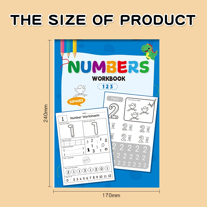 32Pages Digital Workbook Interactive Math Activity Book Preschool