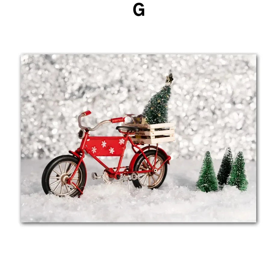 Nordic Christmas Canvas Wall Art – Tree, Deer & Vintage Car Canvas Wall Art Peaceful Pleasures Health and Wellness G 50x70cm Unframed