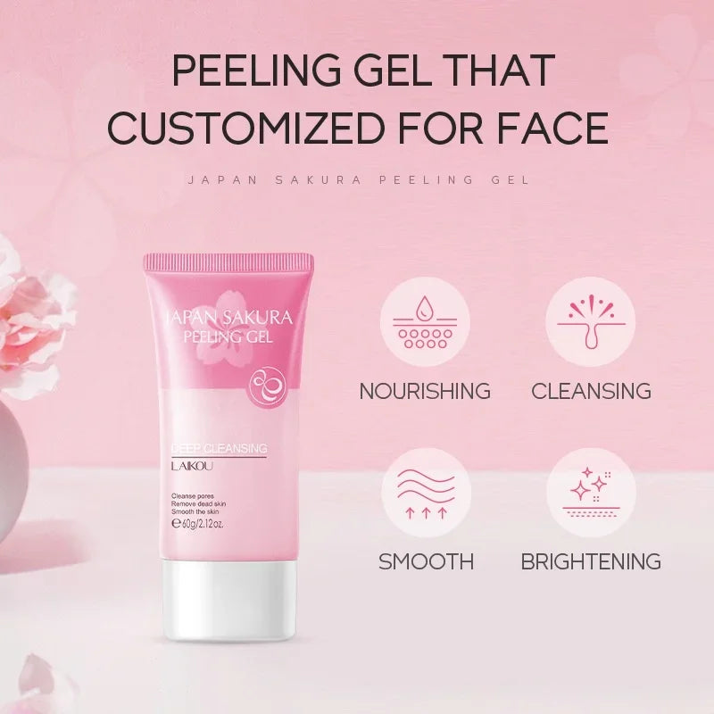 LAIKOU Sakura Peeling Gel Facial Exfoliation Cleans Pores Moisturizing Oil Control 60g Peaceful Pleasures Health and Wellness