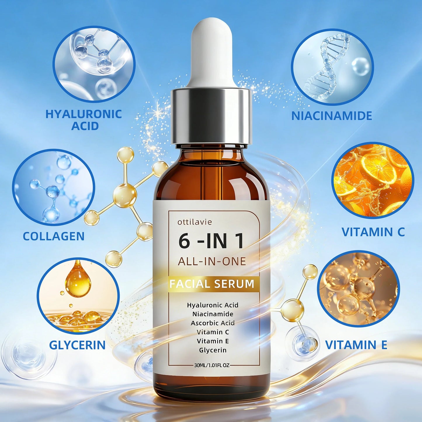 Ottilavie 6-in-1 Facial Serum 2pc – Hydrate, Firm & Even Tone