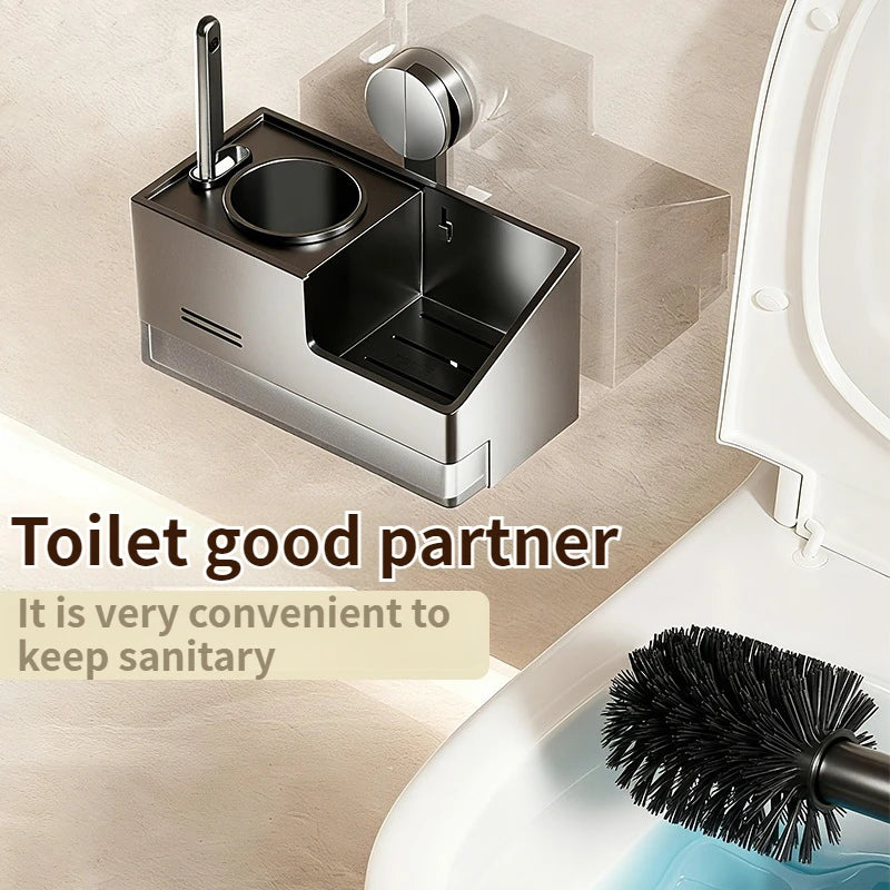 Wall-Mounted Suction Cup Toilet Brush & Holder – No Drill Toilet Brush Holder Peaceful Pleasures Health and Wellness