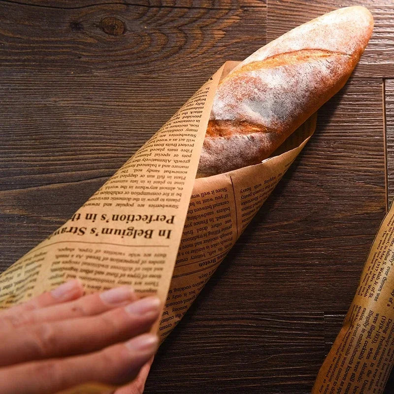 Retro English Newspaper Food Accessories for Baking Kitchen Food Grade Grease Paper Bread Sandwich Burger Fries Wrappers Cookie Peaceful Pleasures Health and Wellness