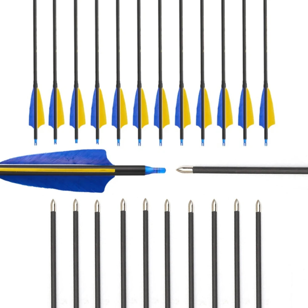 6 12 Pure Carbon Arrow ID4 28''30''31''Shaft Spine 300 400 500 600