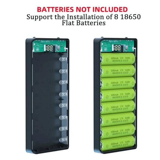 DIY 18650 Battery Power Bank Case 8/10 Slots Dual USB Micro Charger Digital Display Flashlight Portable Power Bank Shell Box Peaceful Pleasures Health and Wellness