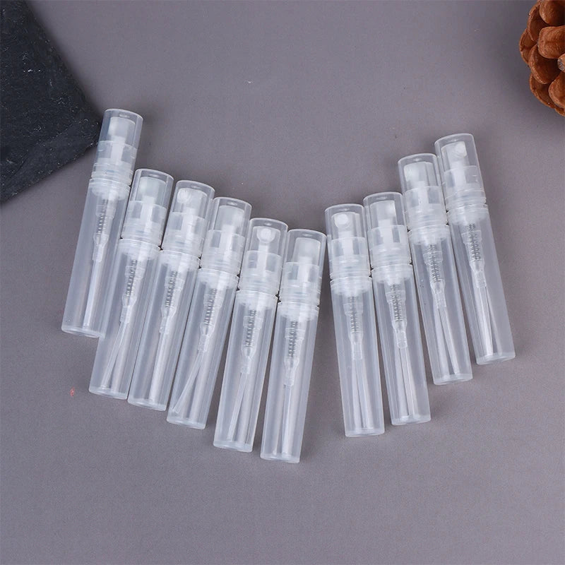 10Pcs 2/3/5ML Mini Clear Plastic Empty Perfume Bottle Refillable Spray Bottle Atomizer Container Women Travel Perfume Bottles Peaceful Pleasures Health and Wellness