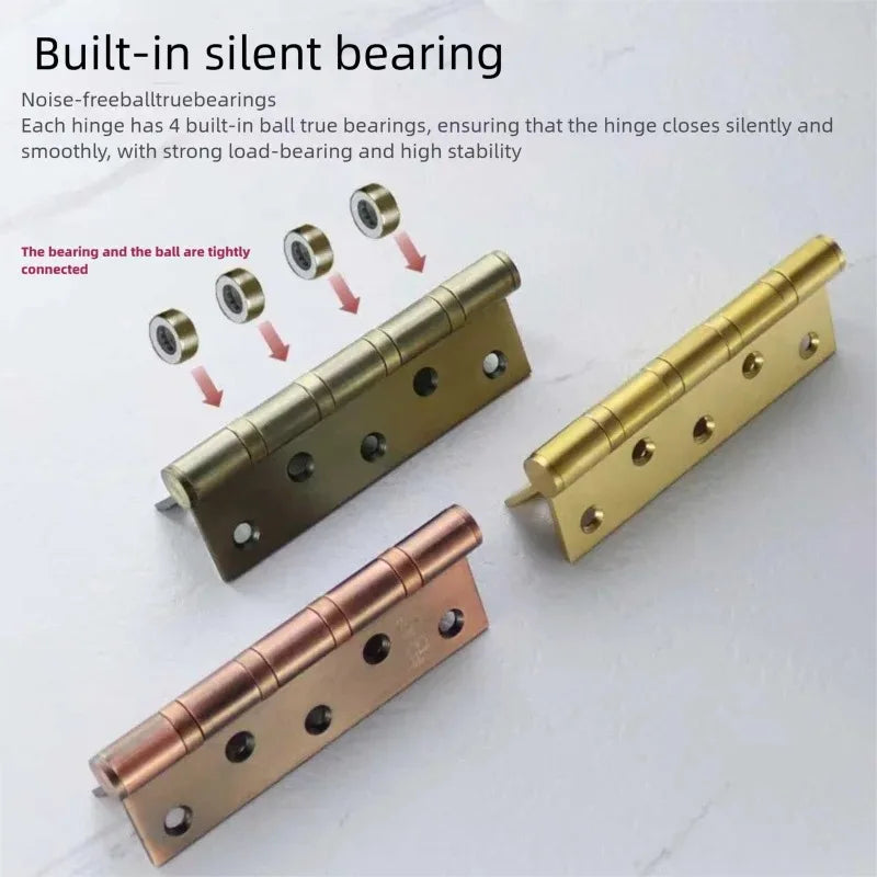 stainless steel Mute Hinge Room Door 4 Inch Bearings Hinges 3mm Thick Heavy Doors Strong Load Bearing Gemel Furniture Hardware Peaceful Pleasures Health and Wellness