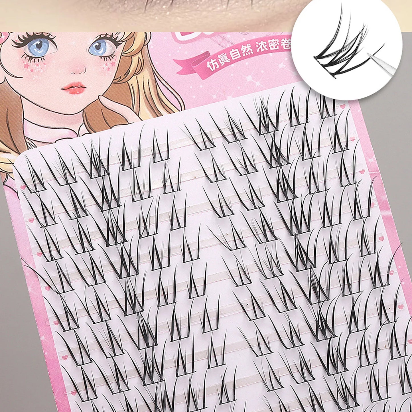 Korean Style Cluster False Lashes 7-12mm C Curl | Fluffy Lash Kit
