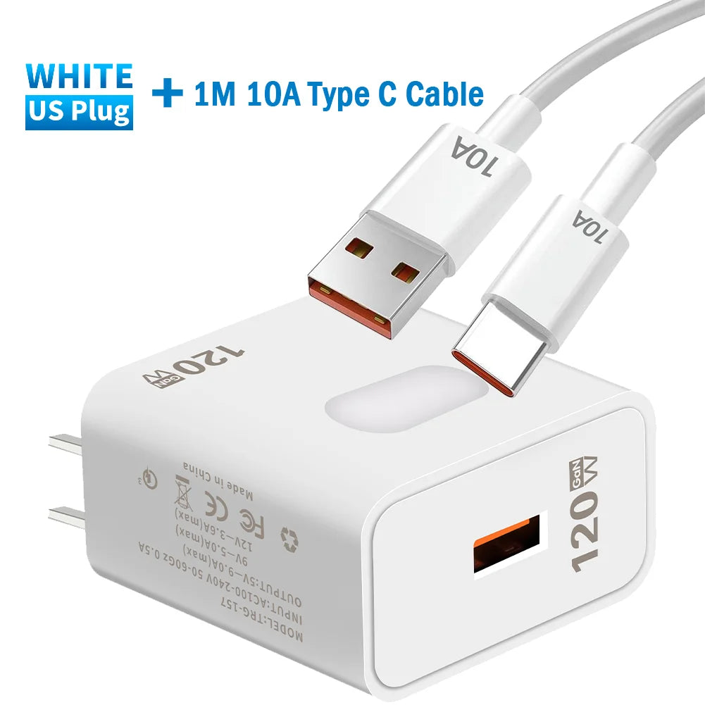120W GaN Fast Charger USB-C Quick Charge – iPhone & Samsung