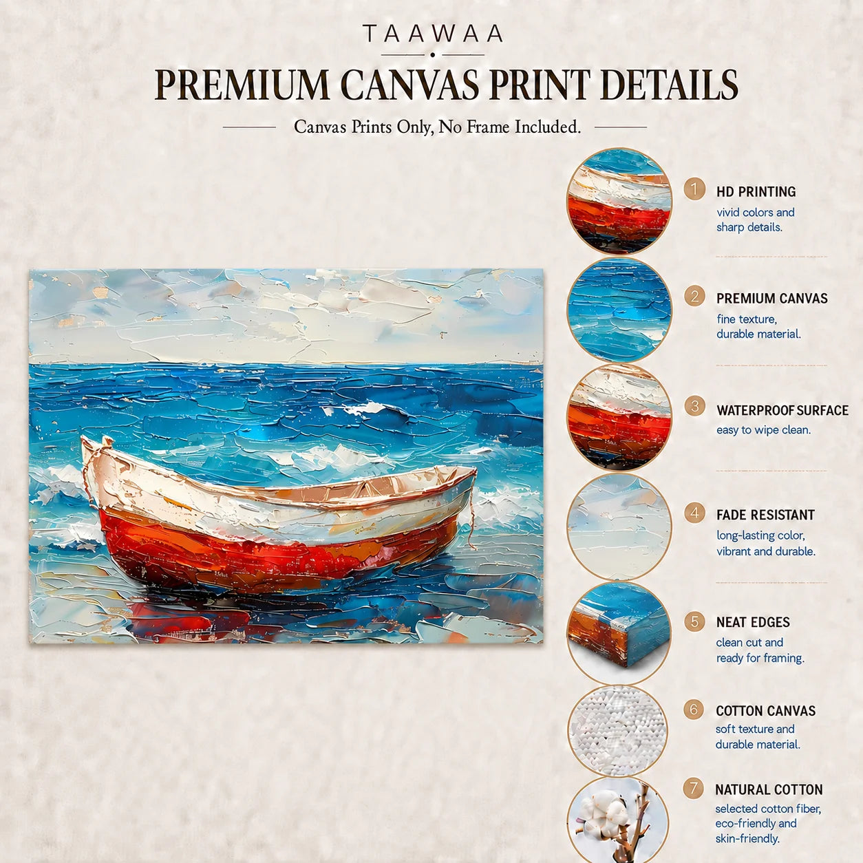 Coastal Impressionist Ocean Canvas Wall Art | Nordic Print Canvas Wall Art Peaceful Pleasures Health and Wellness