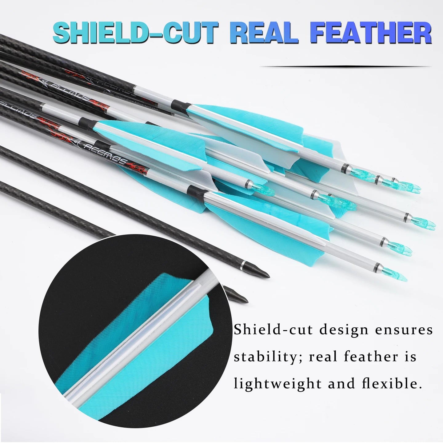 6 12 ACCMOS 3K Carbon Fiber Archery Arrows ID6 White Natural Feathers