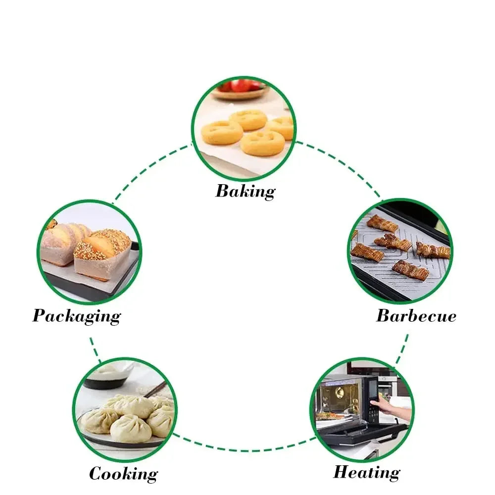 Non-Stick Parchment Paper Baking Sheets | Precut Roll for Oven & Air Fryer