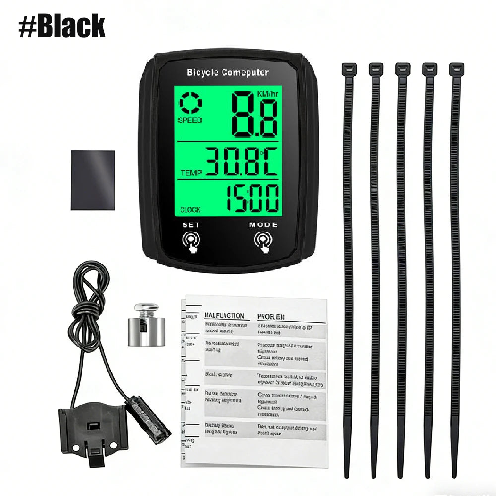 1PCS Bike Computer Wired, Waterproof Bicycle Odometer MPH/KM/H, Touch Sensor Switch Big Digital LCD, Automatic Wake-up for Bike Peaceful Pleasures Health and Wellness Black-1PCS