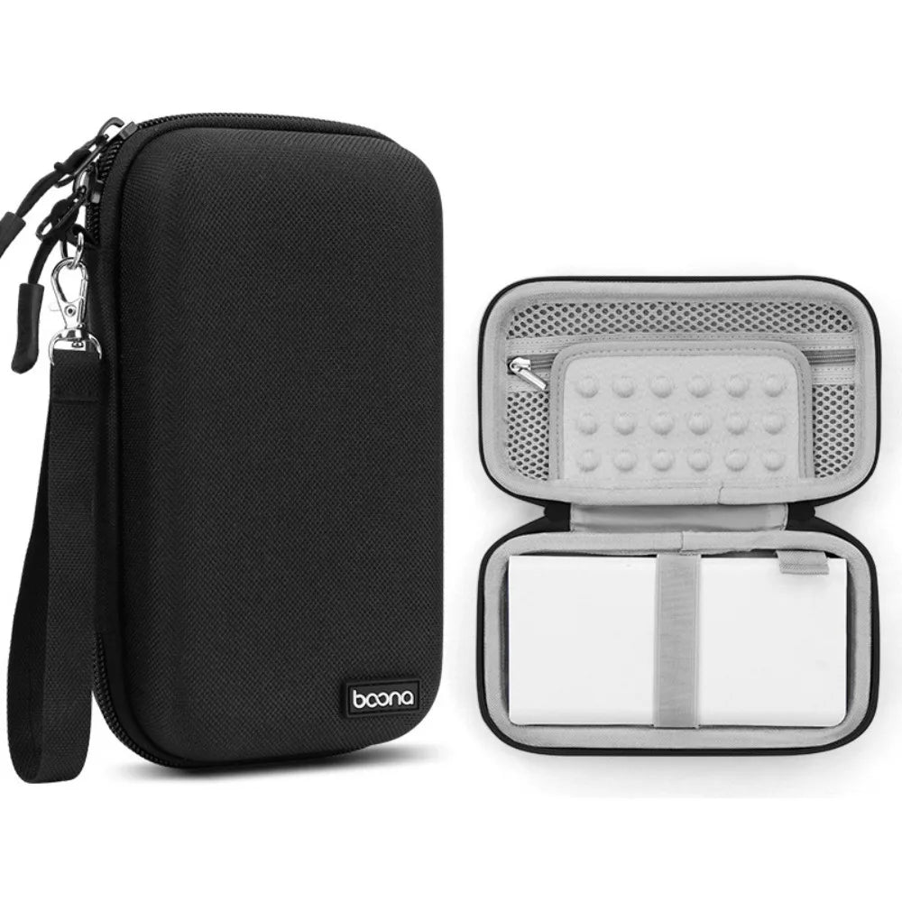 Hard EVA Power Bank Storage Bag Large Capacity Dust Proof Cable Organizer Pouch Shockproof Multi-Function Peaceful Pleasures Health and Wellness black large