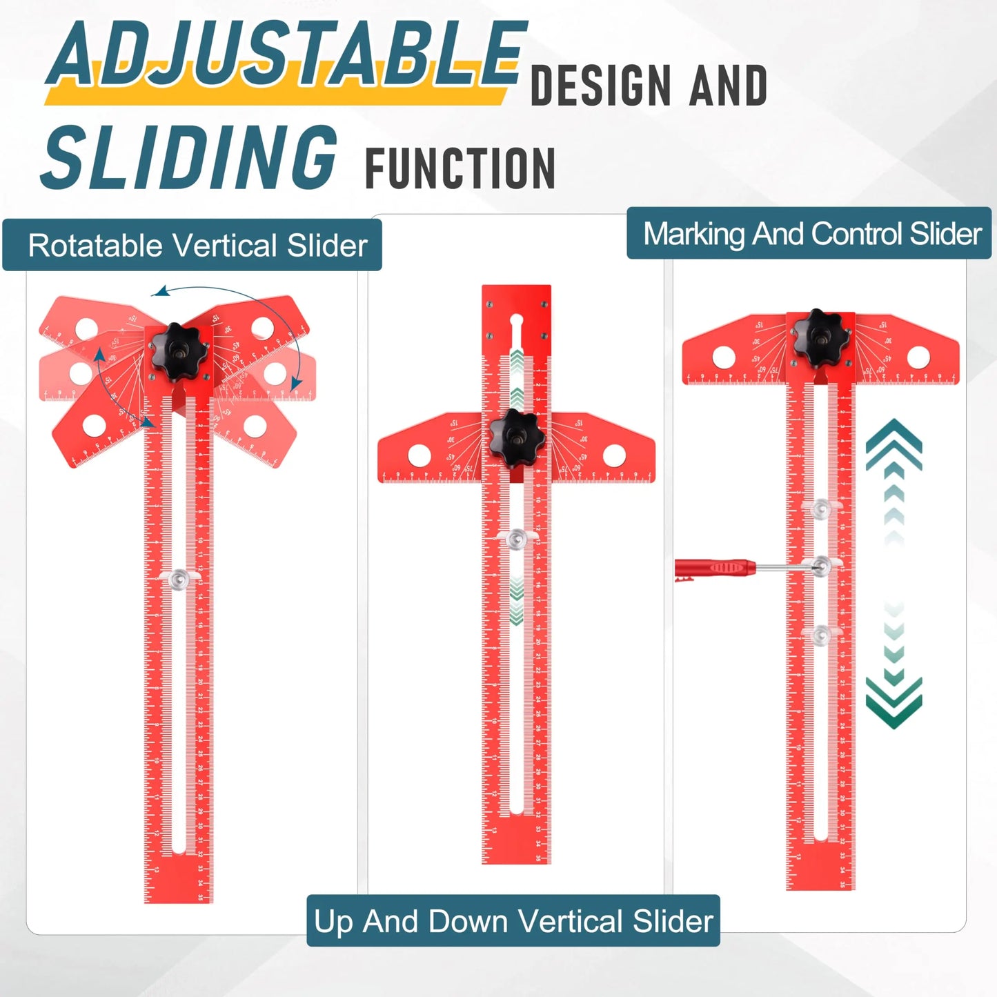 Adjustable Aluminum Alloy Sliding T-ruler Woodworking Marking Gauge