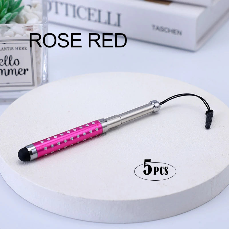 Professional stylus Universal Mobile Phone Touch Screen Accessory Metal Electrostatic Capacitive Pencil Tablet iphone Android Peaceful Pleasures Health and Wellness Rose red(5pcs)