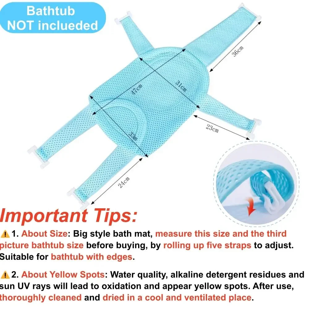 Adjustable Baby Bath Support Mesh Pad with Non-Slip Design for Newborns 0-3 Years Peaceful Pleasures Health and Wellness