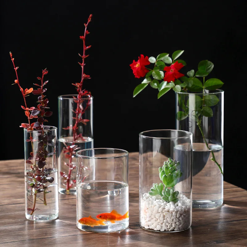 Transparent Glass Hydroponic Vase Modern Small Cylinder Flower Centerpiece Vases Use For Floral Wedding Home Decoration Peaceful Pleasures Health and Wellness