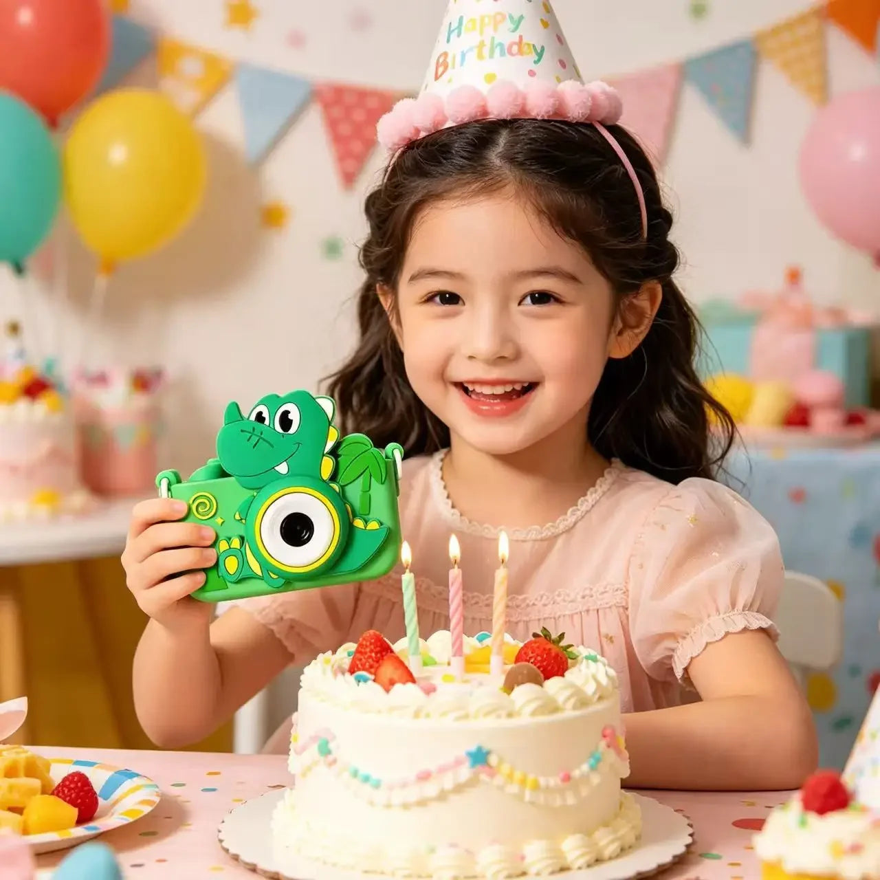 Mini Kids Cartoon Digital Camera Support 128G Memory Photo Video Recording Portable Educational Toy Birthday Festival Gift For Peaceful Pleasures Health and Wellness