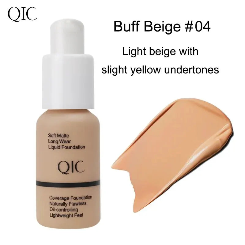 QIC Matte Liquid Foundation – Waterproof, Oil Control, 5 Shades