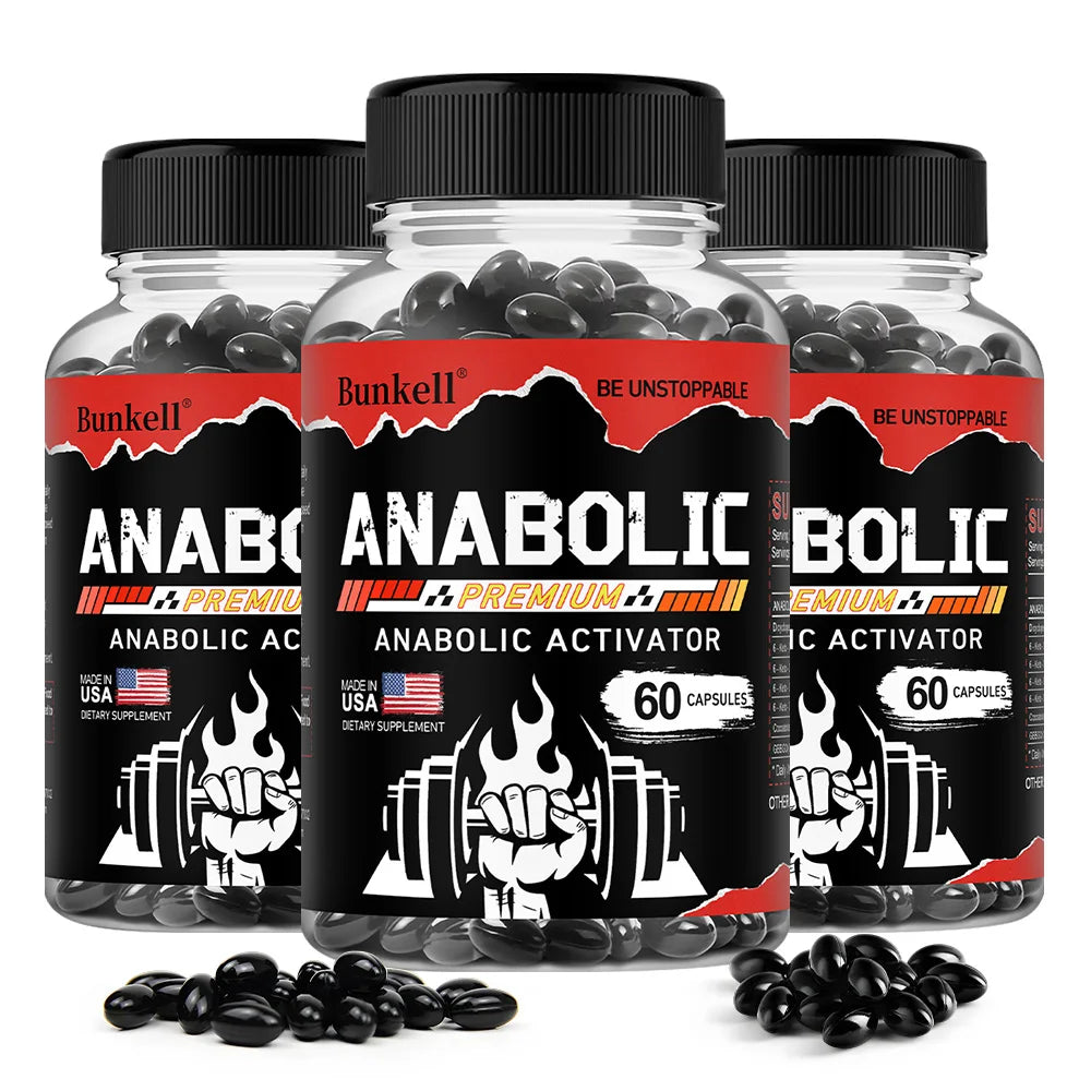 Men’s Muscle Builder Capsules - Lean Muscle Growth, Strength, Endurance & Recovery, Anabolic Activator, 30/60/120 Capsules Peaceful Pleasures Health and Wellness 60 count-3 bottle