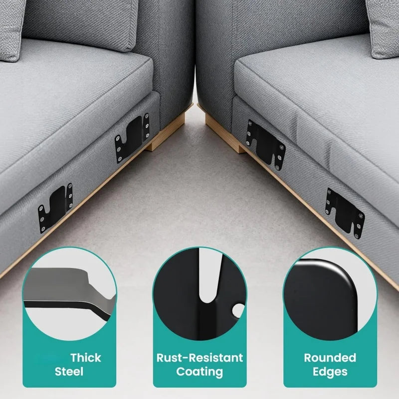 4/8Pcs Sectional Couch Connectors Metal Couch Clips Universal Sofa Connector Interlocking Bracket Furniture Connector Frame Hook Peaceful Pleasures Health and Wellness