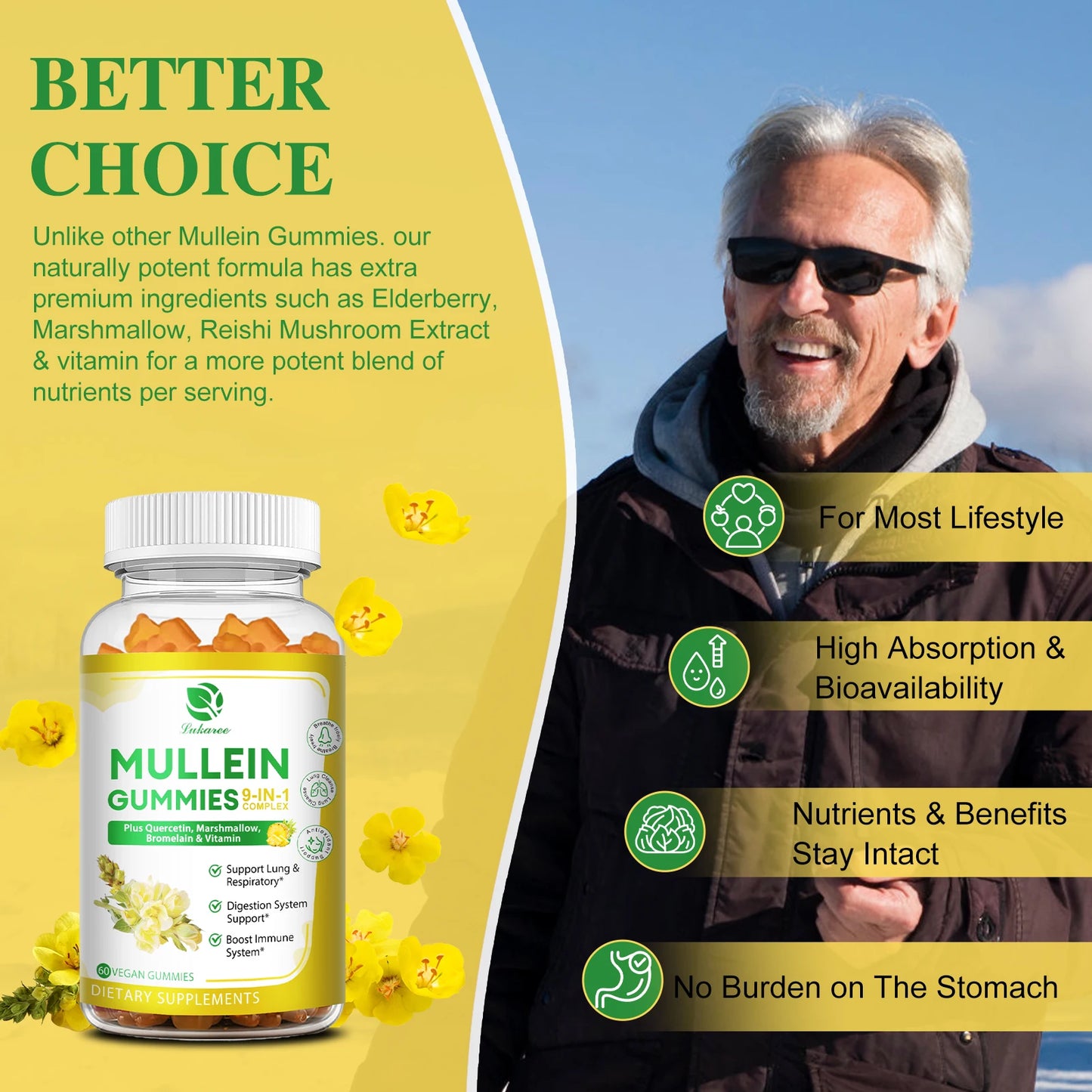 Lukaree Mullein Gummies 1000mg – Lung Cleanse & Respiratory Health Herbal Supplement Peaceful Pleasures Health and Wellness