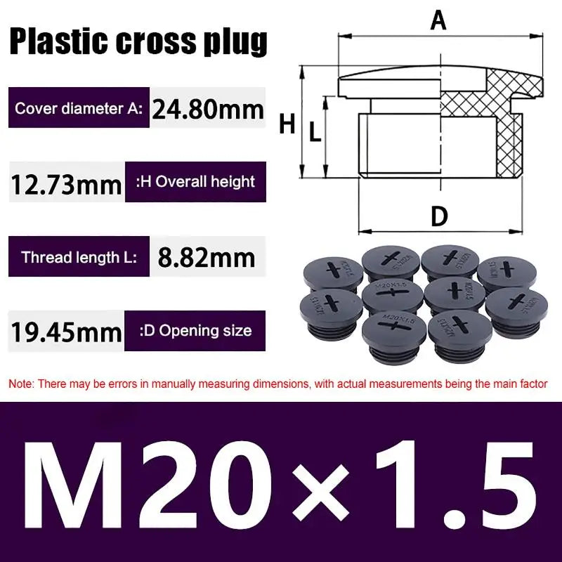 New 10Pcs Cross Shaped Plastic Plugs Nylon Waterproof Quality Threaded Hole Plugs M16X1.5 M18X1.5 M20X1.5 M22X1.5 M25X1.5 Peaceful Pleasures Health and Wellness black M20