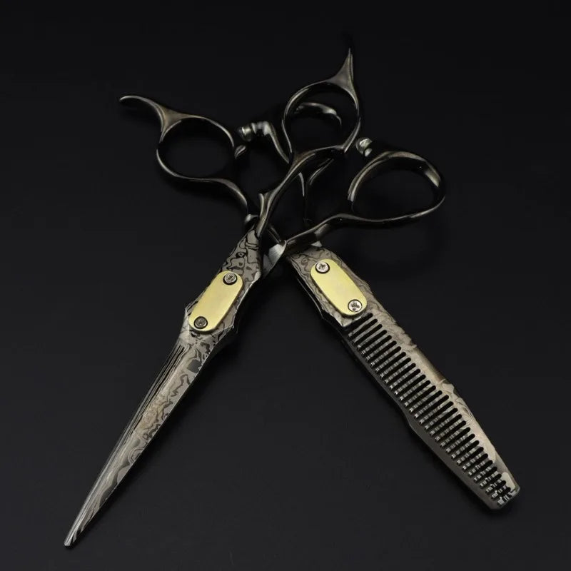 Professional Japan 440c Steel 6 Inch Hair Cutting Scissors Haircut Thinning Barber Cut Shears Hairdressing Scissors Peaceful Pleasures Health and Wellness