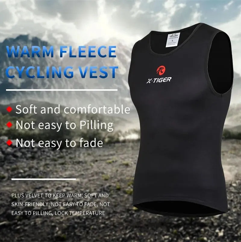 X-TIGER Men's Winter Fleece Cycling Vest – Thermal Base Layer