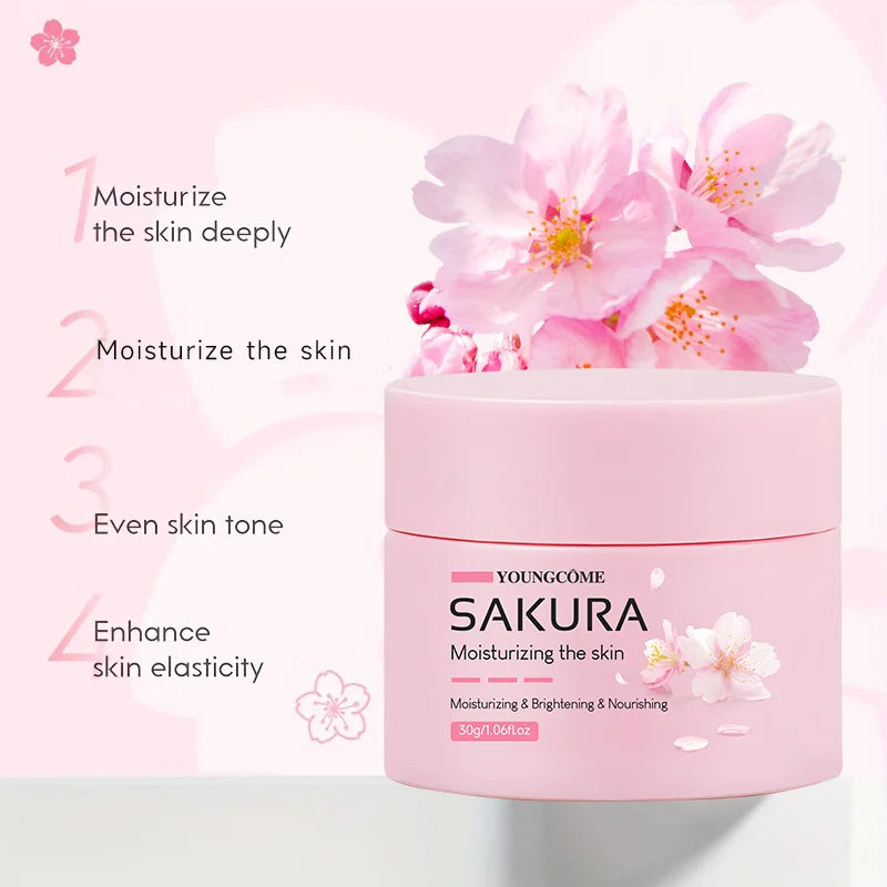 Sakura Essence Cream,Cherry Blossom Facial Moisturizer for Dry & Rough Skin,Anti Aging Face Lifting Nourishing Repair Collagen Peaceful Pleasures Health and Wellness