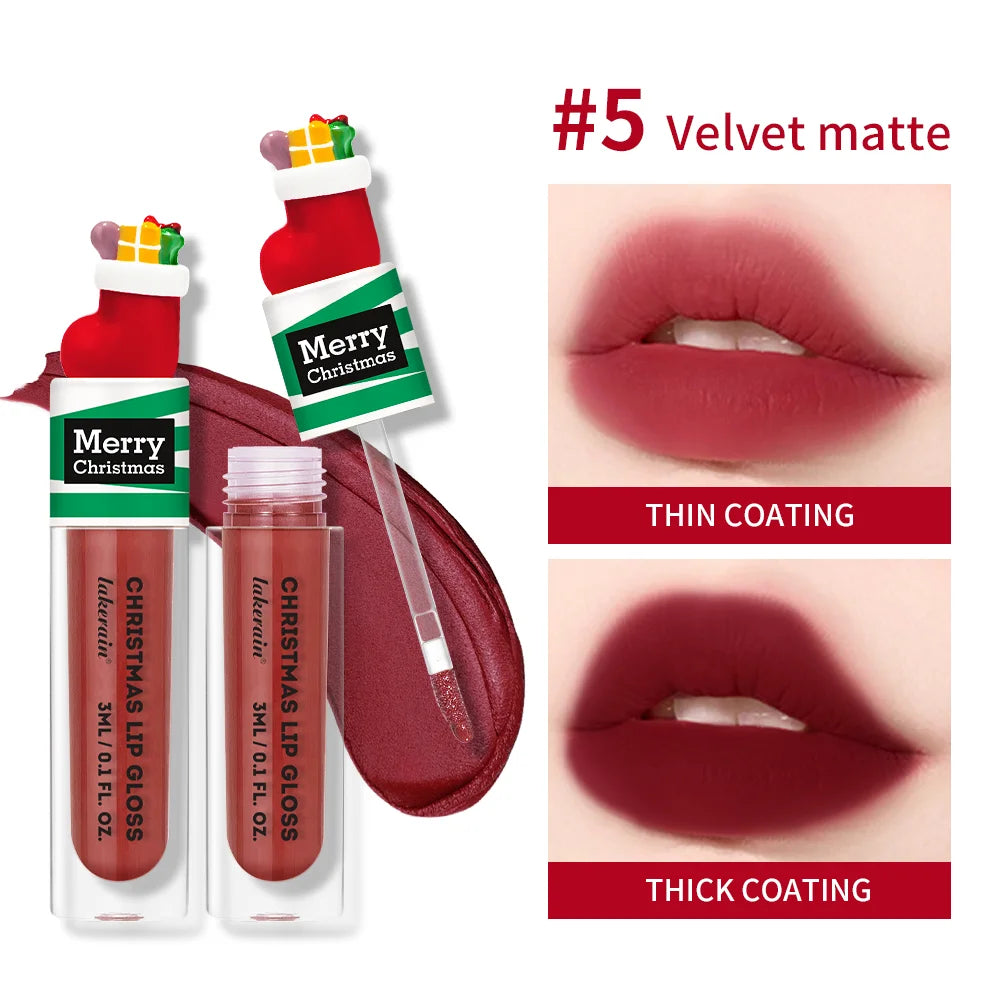 Christmas Lip Gloss Set – 5-Piece Moisturizing Jelly Tint Lip Gloss Set Peaceful Pleasures Health and Wellness matte burgundy 5