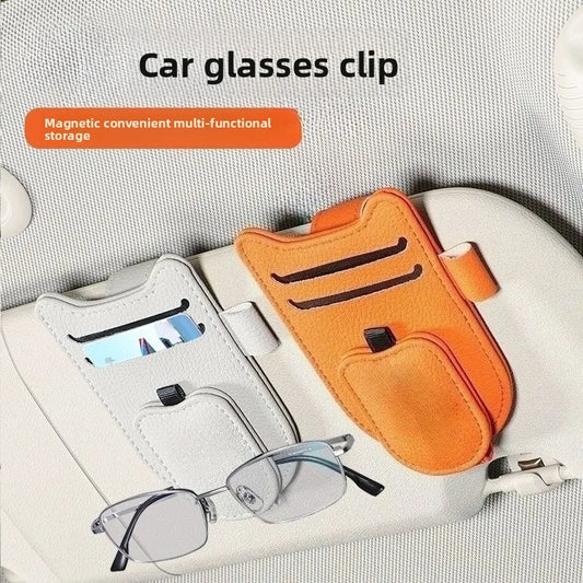 Car Sun Visor Glasses Holder Magnetic Sunglasses Clip Card Holder Storage Bag Scratch-Free Universal Eyeglasses Clip Peaceful Pleasures Health and Wellness