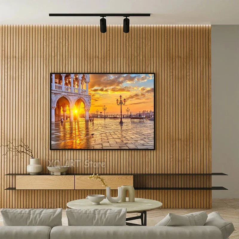 Famous Venice Italy Canvas Painting Wall Art Sunset Natural Scenery Pictures Posters and Prints for Living Room Home Decorati Peaceful Pleasures Health and Wellness