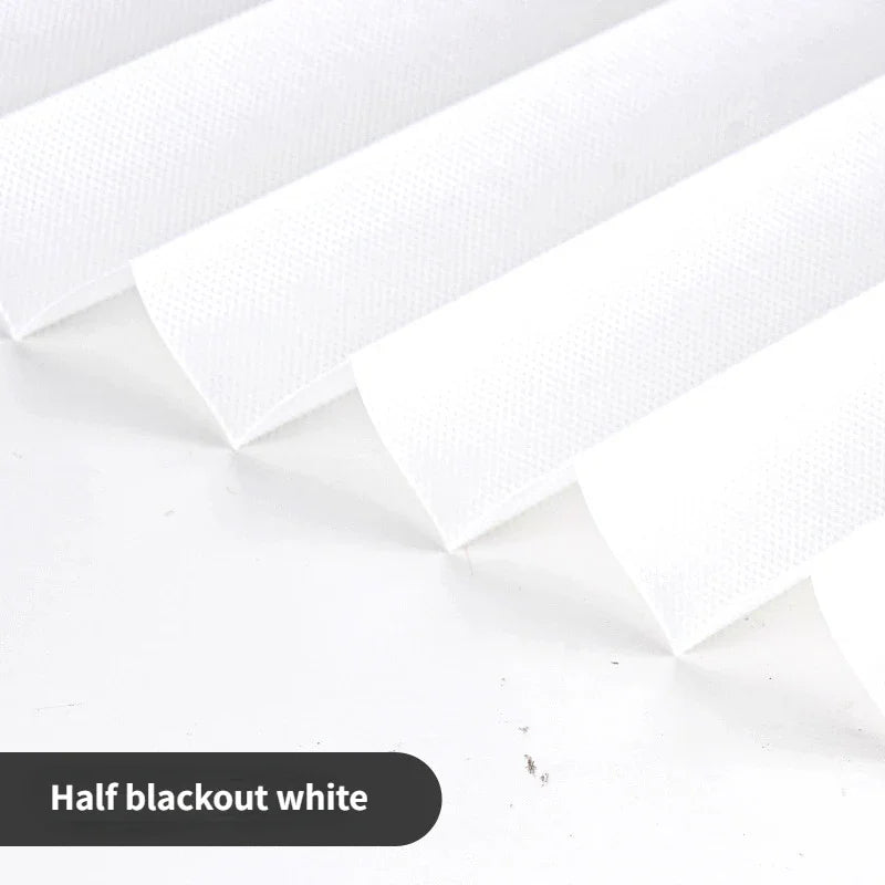 5 Size Self-adhesive Pleated Blinds Bathroom Balcony Shades Half Blackout Windows Curtains for Bedroom Living Room Balcony Peaceful Pleasures Health and Wellness Half blackout white 60cm X 150cm