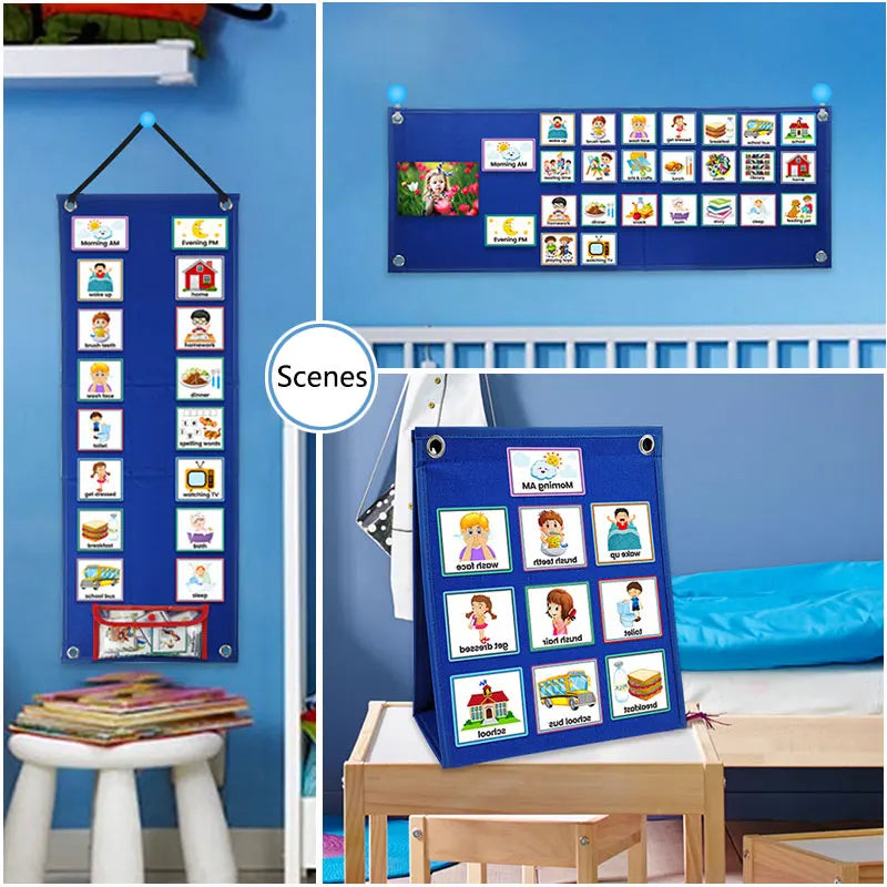 Visual Schedule for Kids Chore Chart,Calendar Chart Autism Learning Materials Kids Visual Behavioral Montessori Educational Toys Peaceful Pleasures Health and Wellness